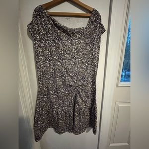 Garnet Hill ruched mini dress with asymmetrical neckline. Size large.